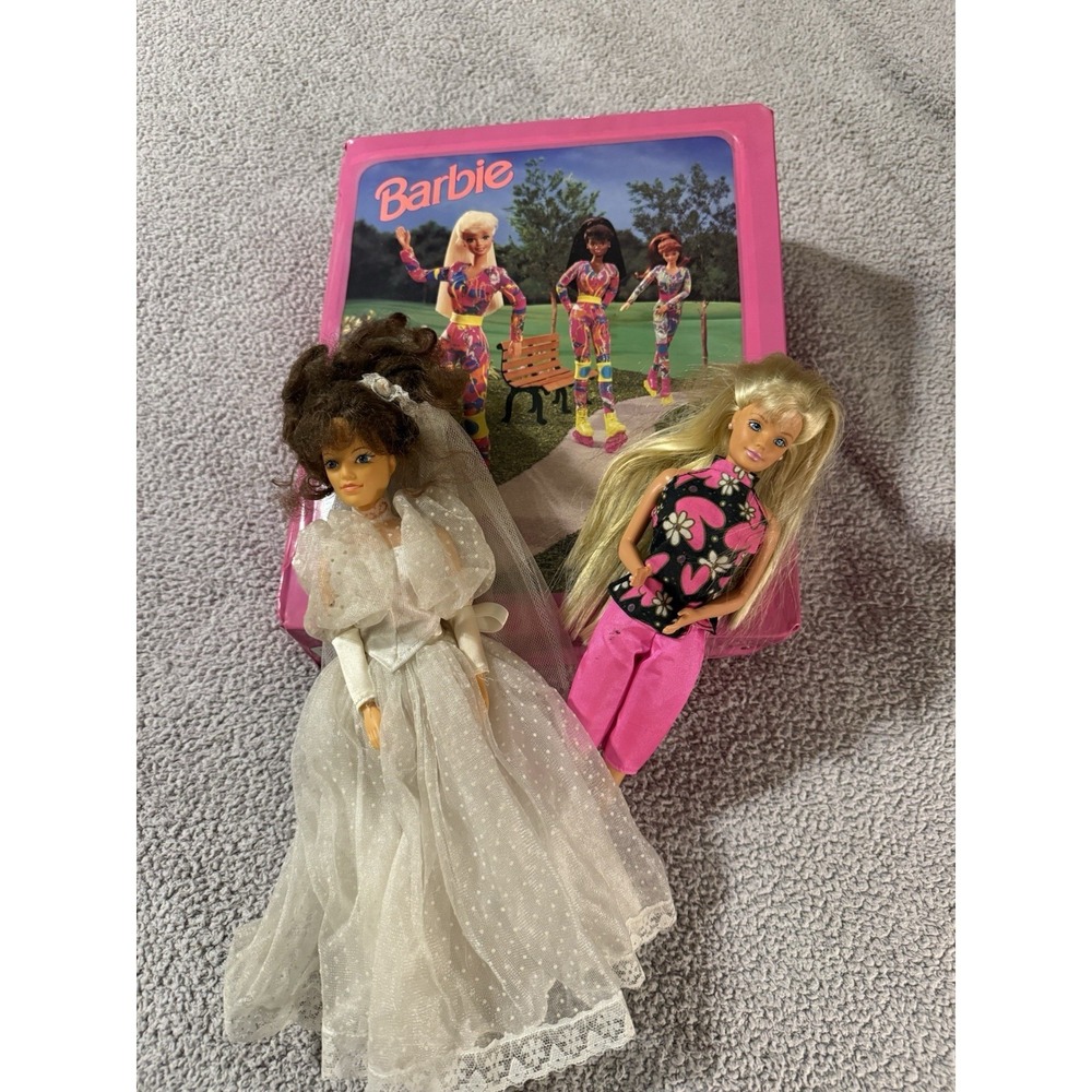 Vintage BARBIE Doll Case Including 2Barbies1992/1966 Lot of Clothes Too To Post